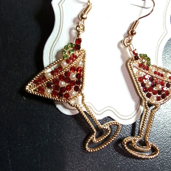 Cocktail Rhinestone Earrings - Picture 2 of 5